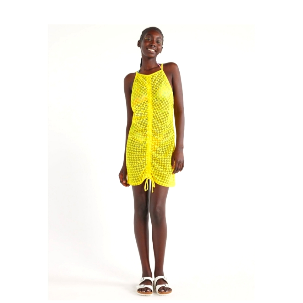 No Boundaries Juniors Adjustable Cinch Mesh Coverup Dress Size M ** NWT **